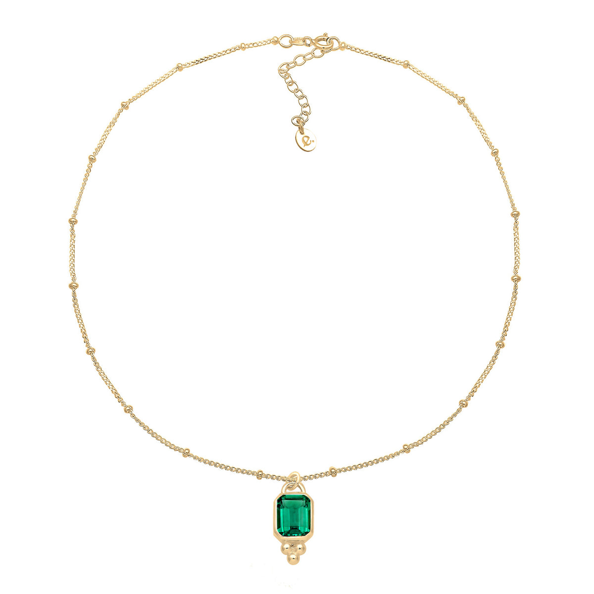 Gold - Elli PREMIUM | Kugel-Halskette | Quarz (Grün) | 925 Sterling Silber vergoldet