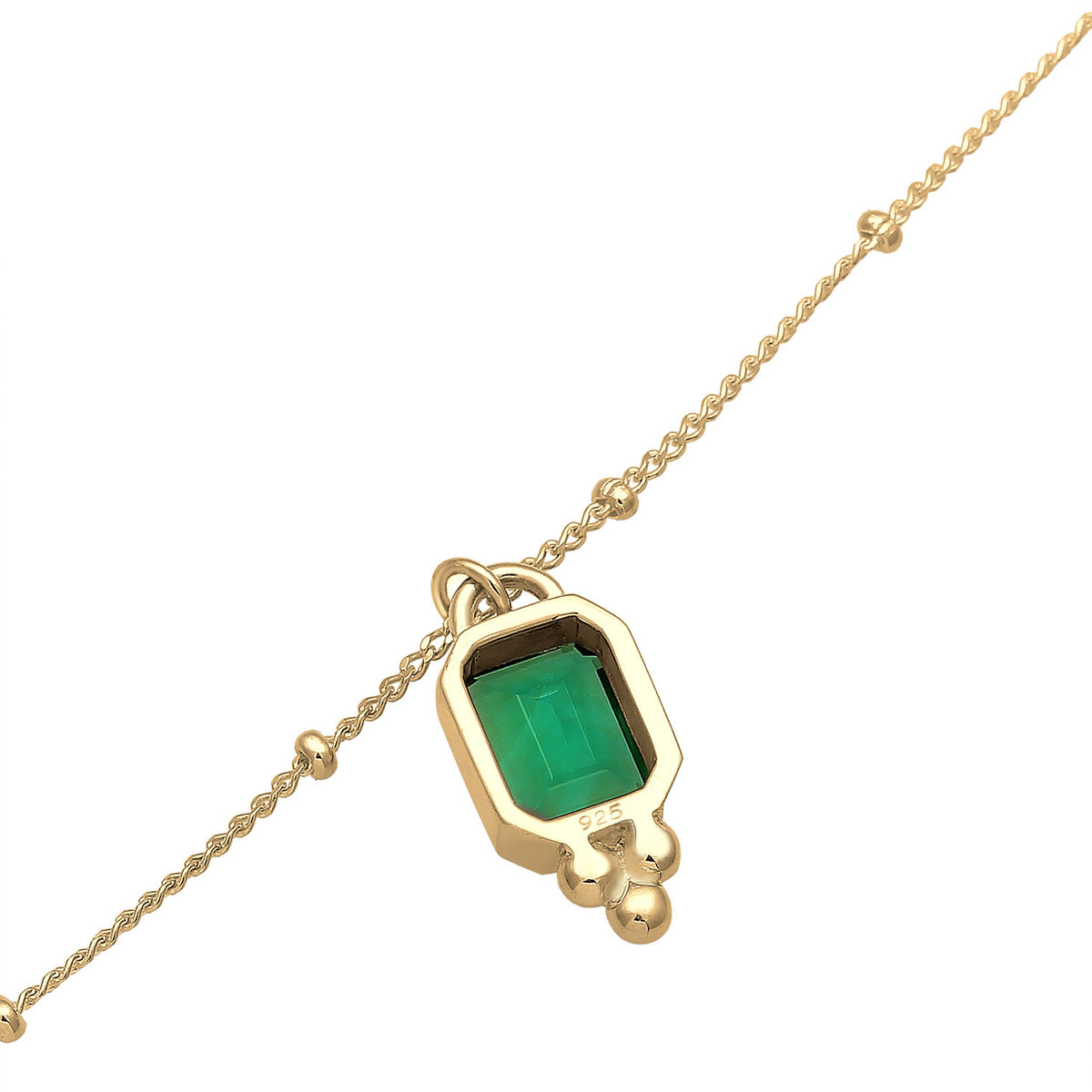 Gold - Elli PREMIUM | Kugel-Halskette | Quarz (Grün) | 925 Sterling Silber vergoldet