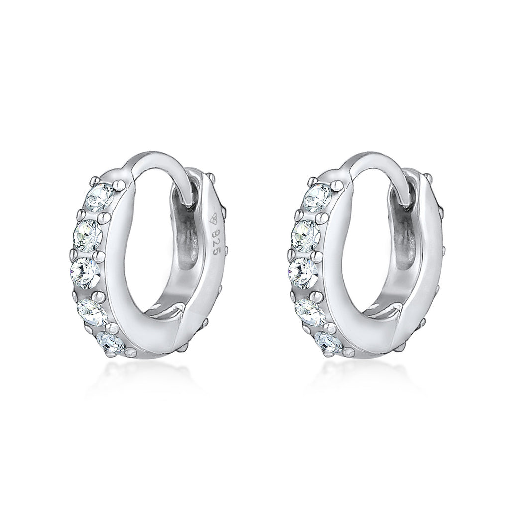Silber - Elli | Creole | Kristall ( Weiß ) | 925er Sterling Silber