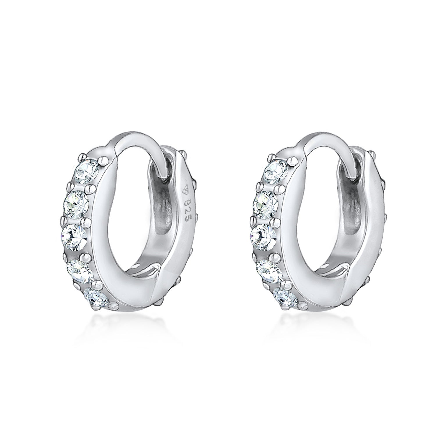 Silber - Elli | Creole | Kristall ( Weiß ) | 925er Sterling Silber