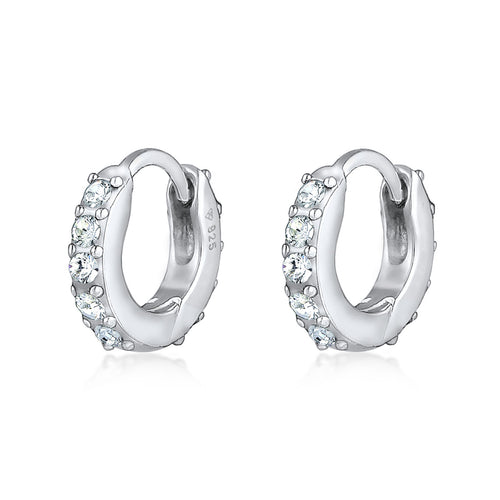 Silber - Elli | Creole | Kristall ( Weiß ) | 925er Sterling Silber