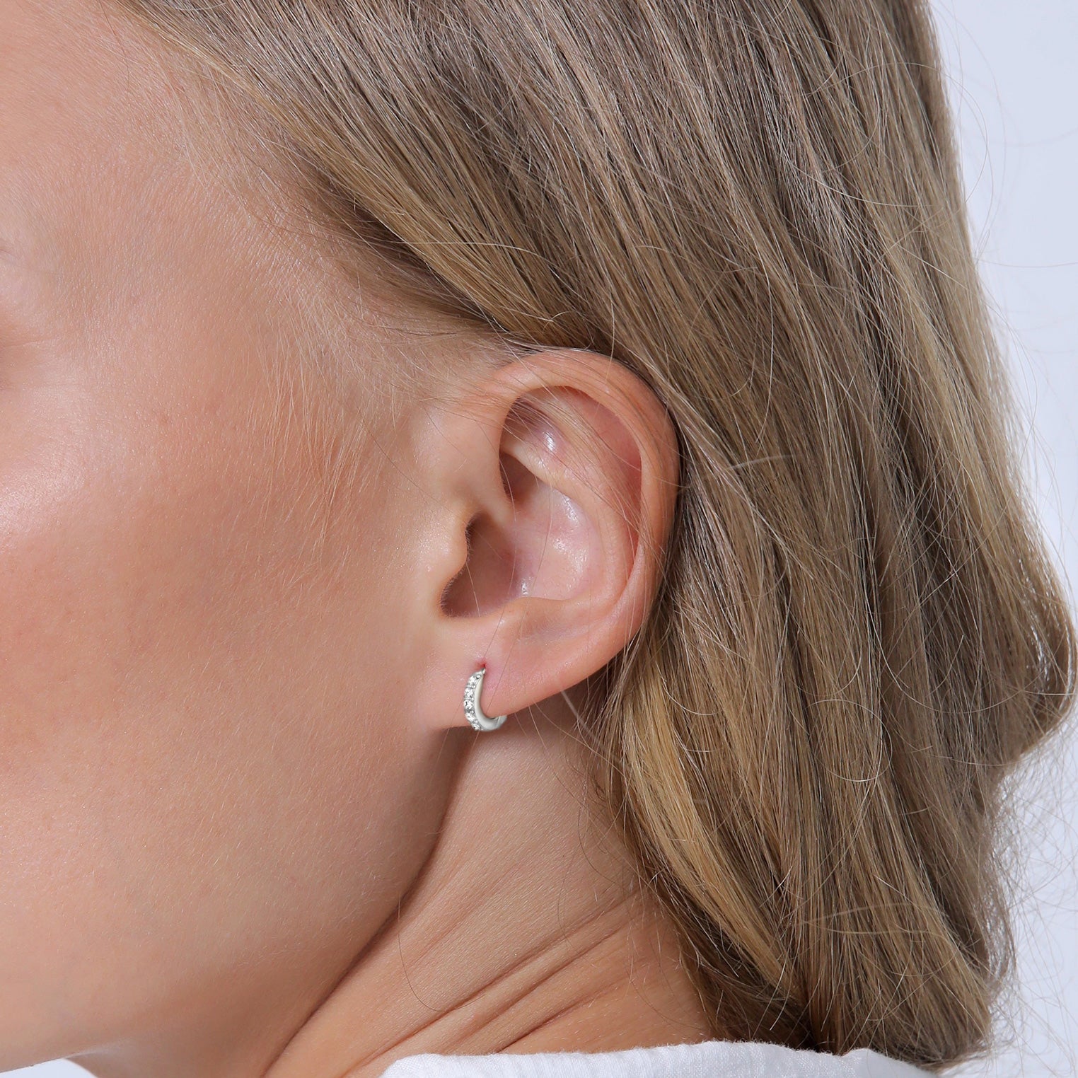 Silber - Elli | Creole | Kristall ( Weiß ) | 925er Sterling Silber