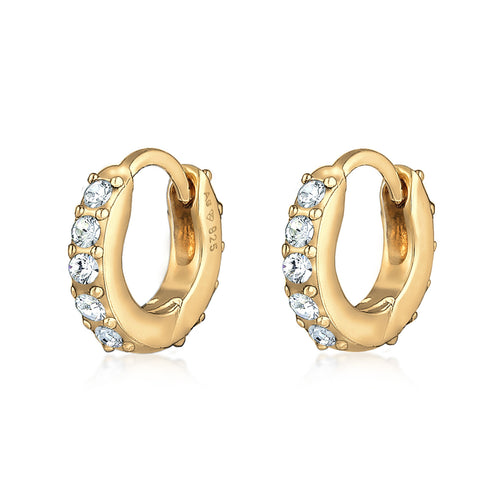 Gold - Elli | Creole | Kristall ( Weiß ) | 925 Sterling Silber vergoldet