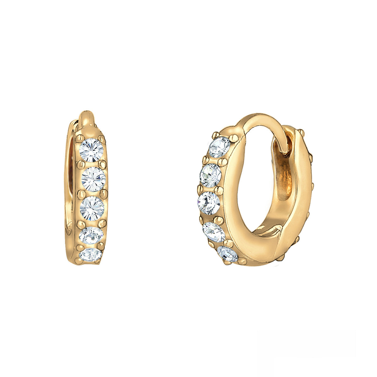 Gold - Elli | Creole | Kristall ( Weiß ) | 925 Sterling Silber vergoldet