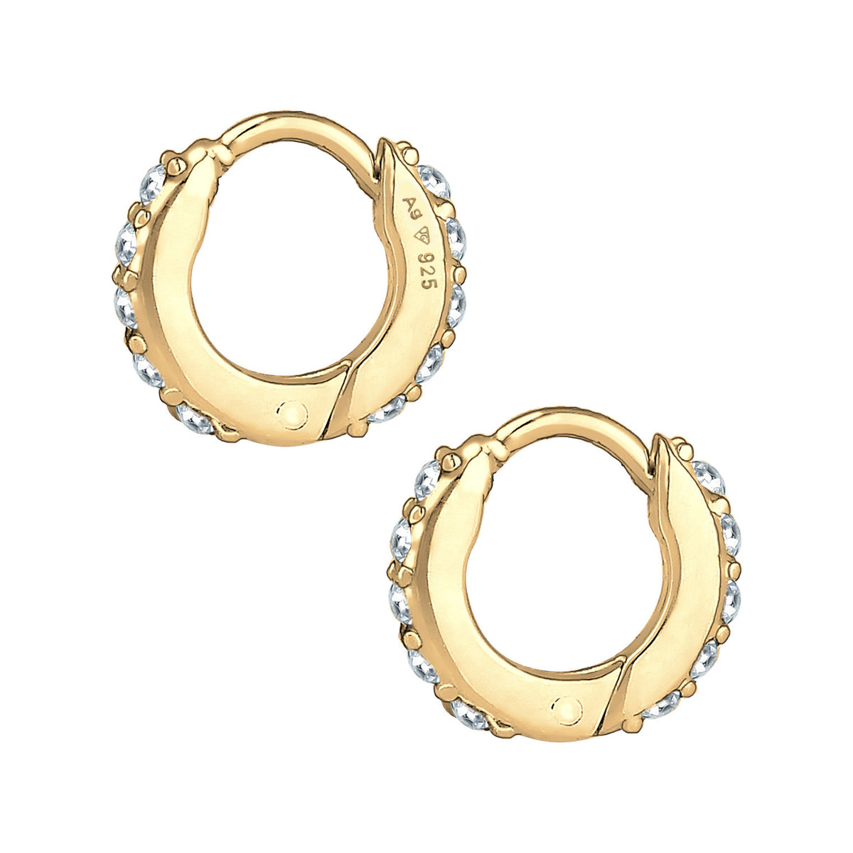Gold - Elli | Creole | Kristall ( Weiß ) | 925 Sterling Silber vergoldet