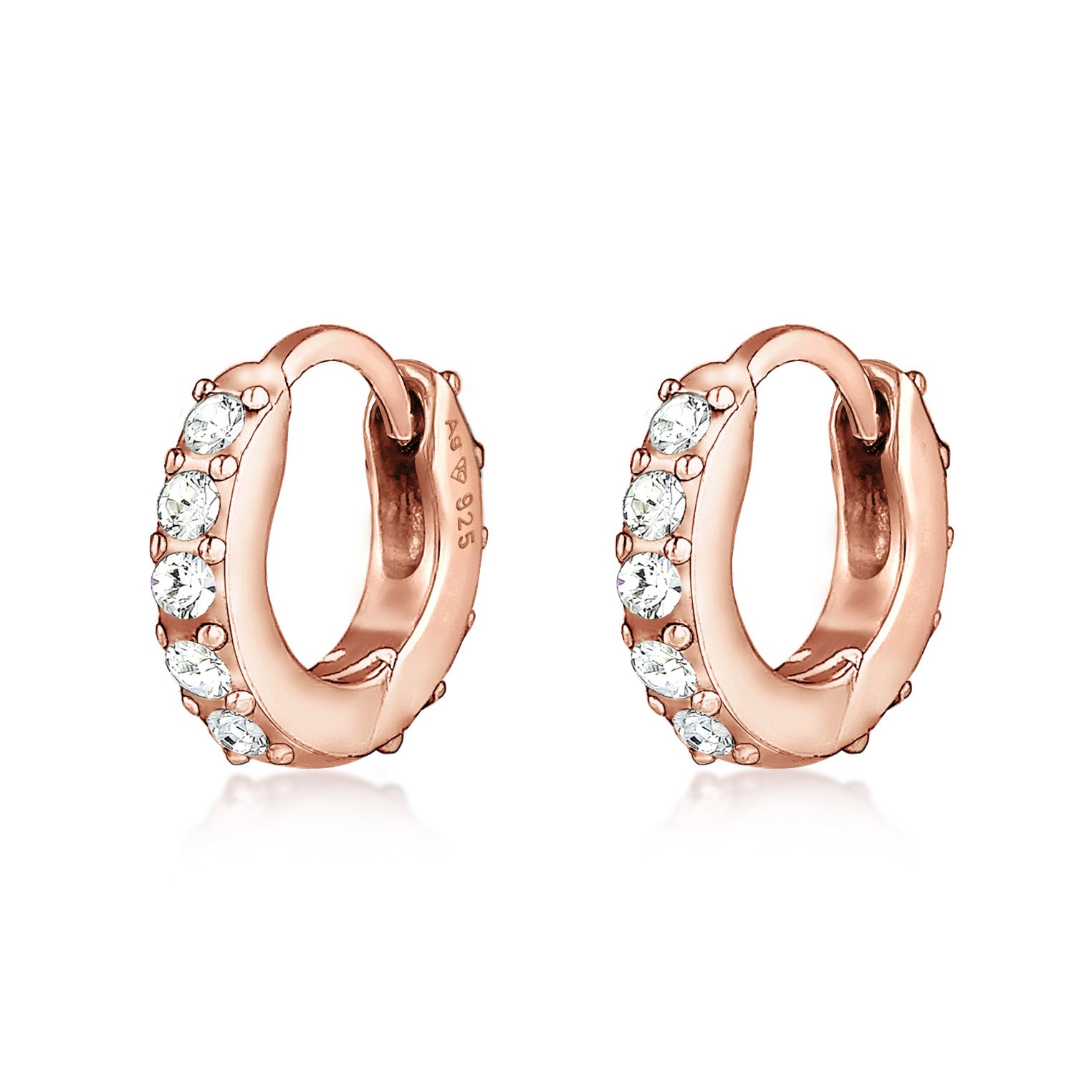 Roségold - Elli | Creole | Mit Kristallen von Swarovski® (Weiß) | 925 Sterling Silber Rosegold
