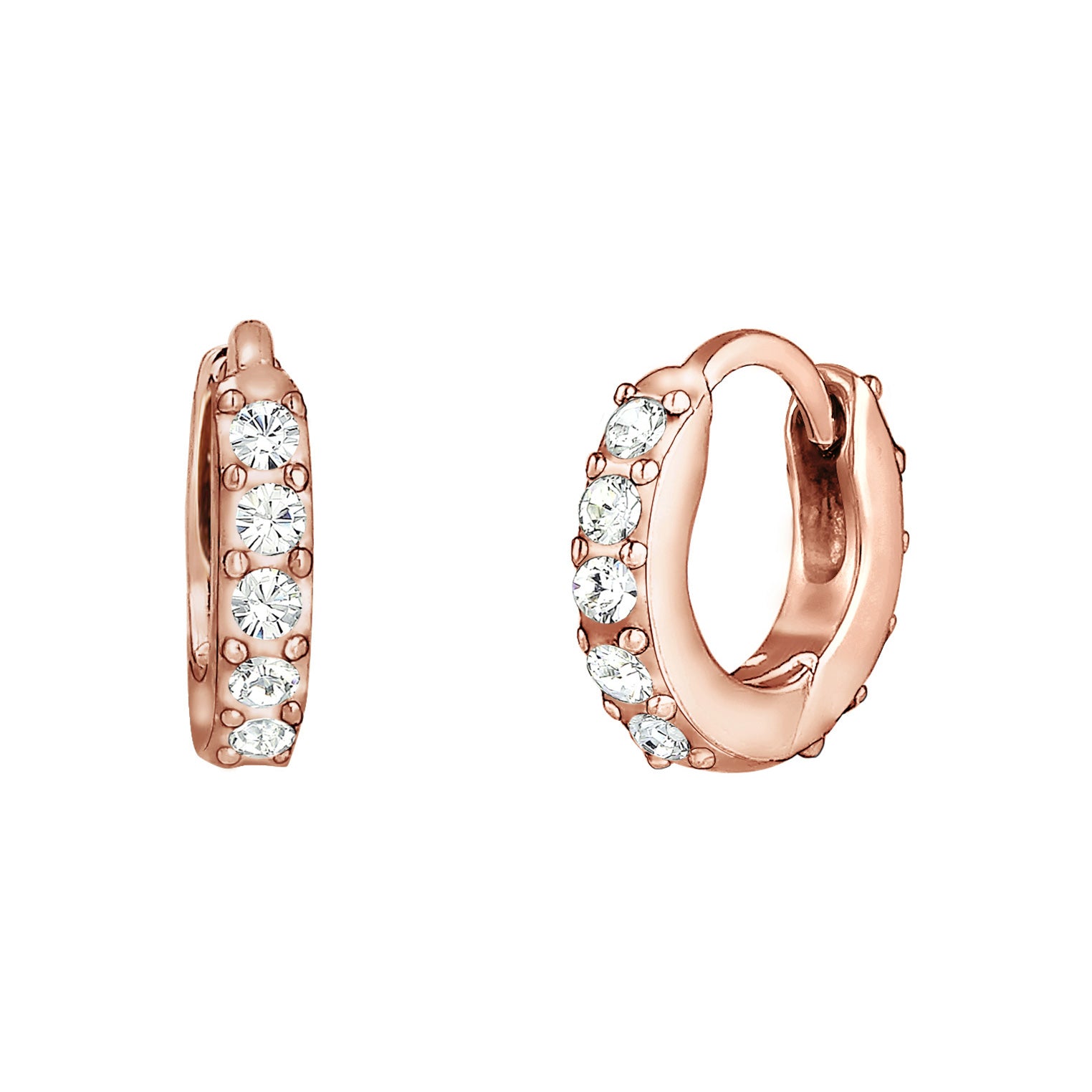 Roségold - Elli | Creole | Mit Kristallen von Swarovski® (Weiß) | 925 Sterling Silber Rosegold