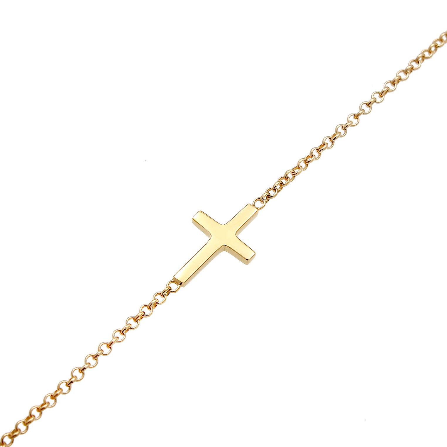 Gold - Elli PREMIUM | Armband Kreuz | 375 Gelbgold