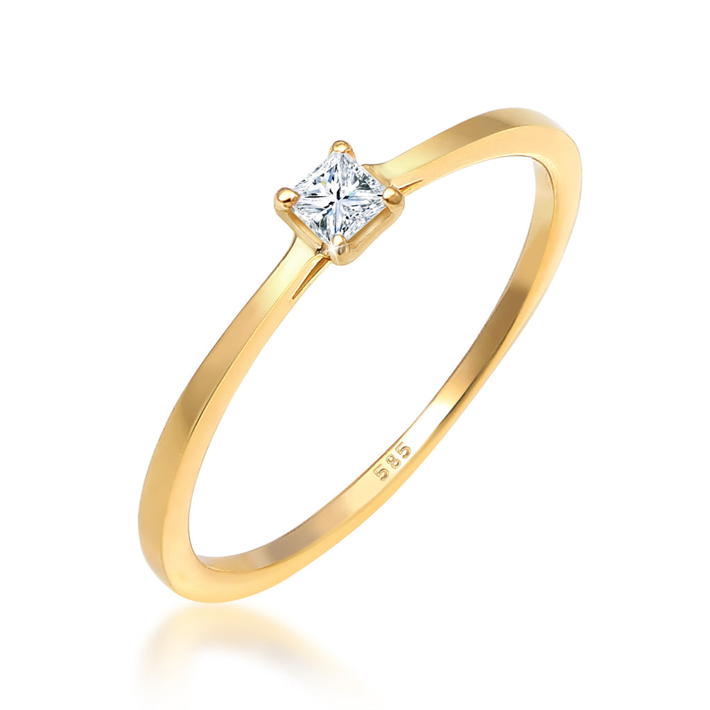 Gold - Elli DIAMONDS | Verlobungsring | Diamant ( Weiß, 0,1 ct ) | 585 Gelbgold