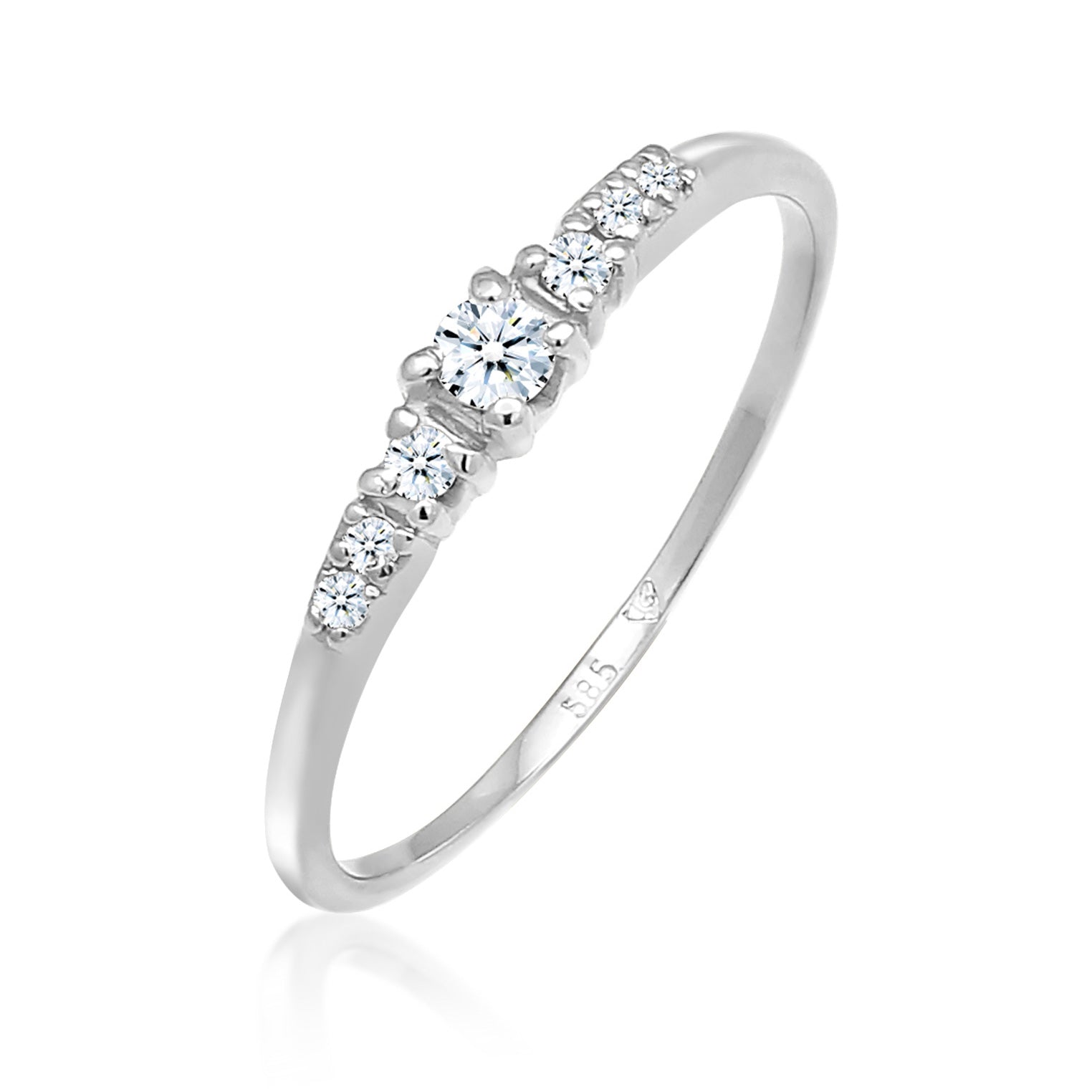 Silber - Elli DIAMONDS | Verlobungsring | Diamant ( Weiß, 0,11 ct ) | 585 Weißgold