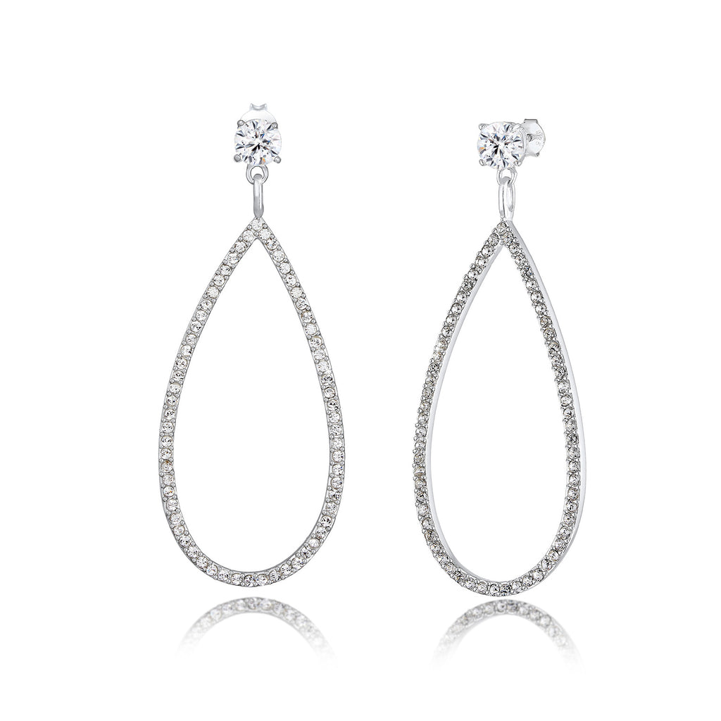 Silber - Elli PREMIUM | Ohrhänger| Kristall ( Weiß ) | 925er Sterling Silber