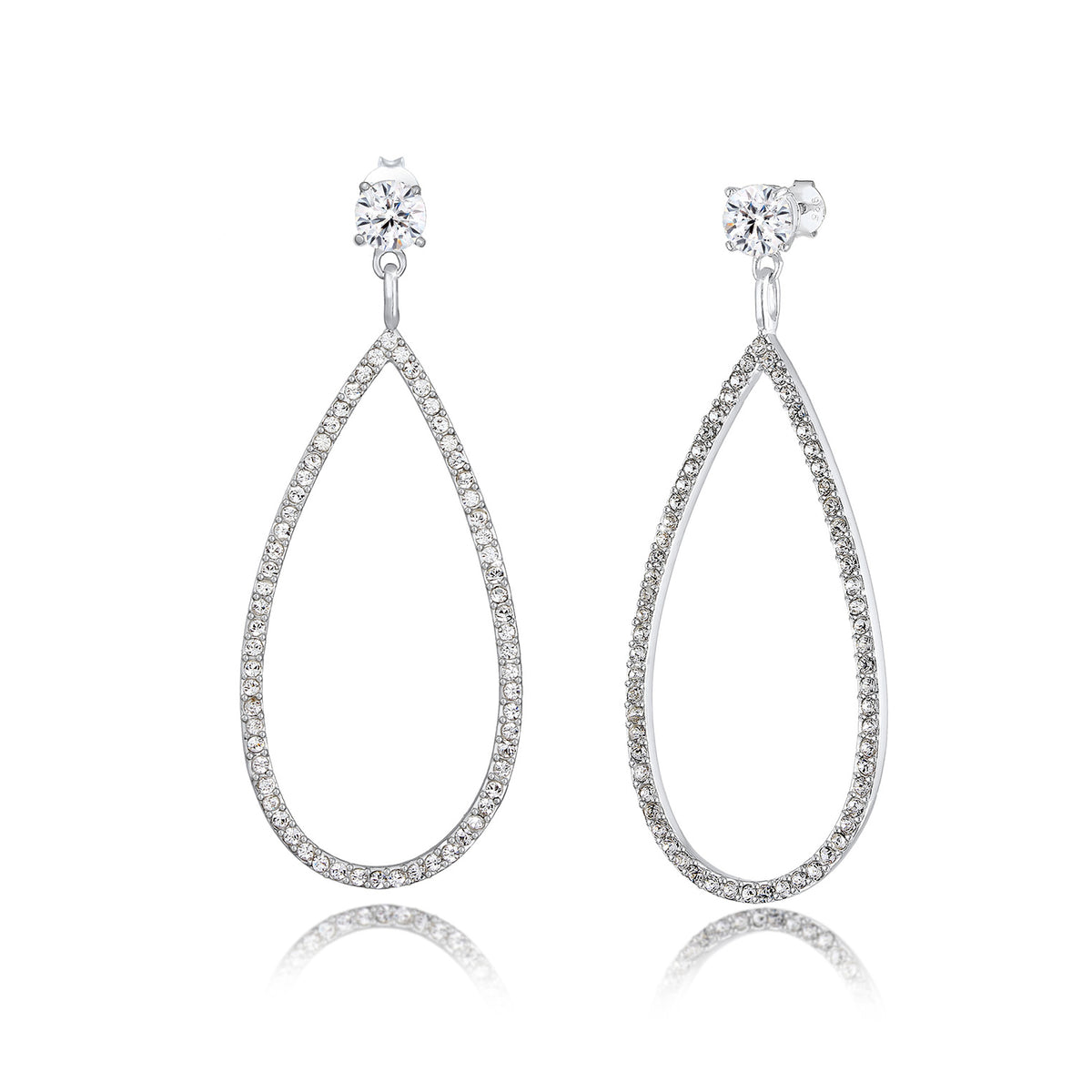 Silber - Elli PREMIUM | Ohrhänger| Kristall ( Weiß ) | 925er Sterling Silber