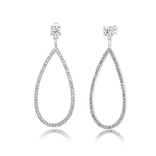 Silber - Elli PREMIUM | Ohrhänger| Kristall ( Weiß ) | 925er Sterling Silber