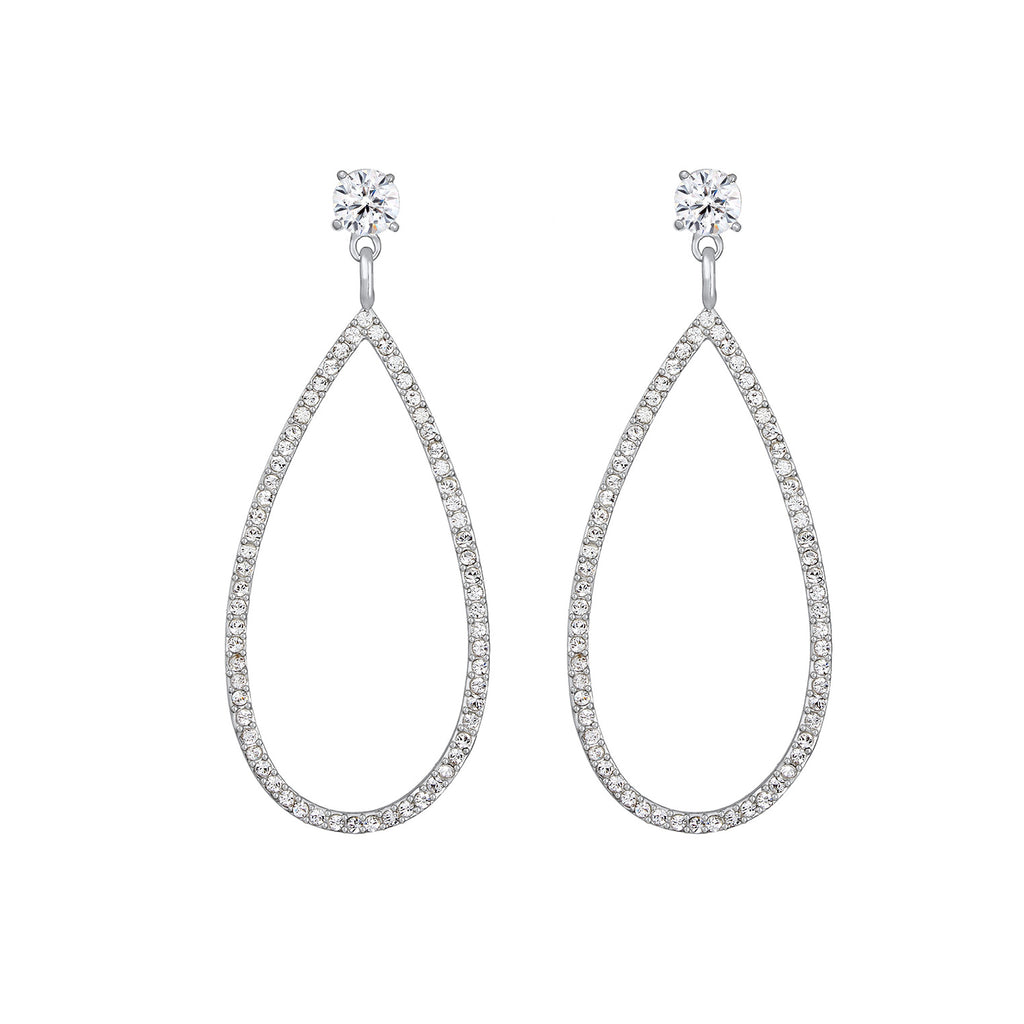 Silber - Elli PREMIUM | Ohrhänger| Kristall ( Weiß ) | 925er Sterling Silber