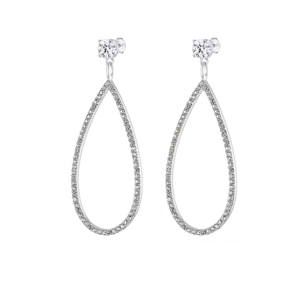 Silber - Elli PREMIUM | Ohrhänger| Kristall ( Weiß ) | 925er Sterling Silber