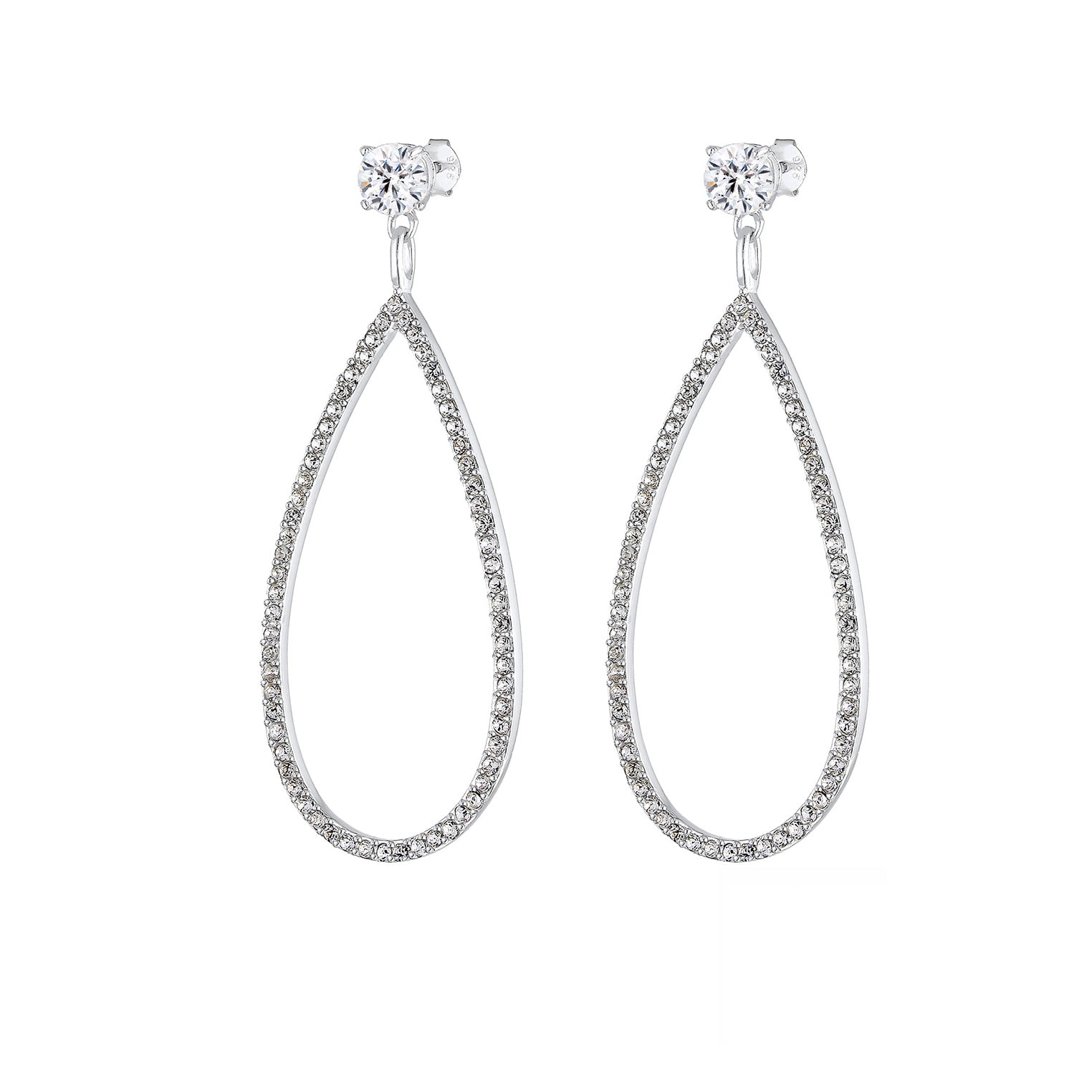 Silber - Elli PREMIUM | Ohrhänger| Kristall ( Weiß ) | 925er Sterling Silber