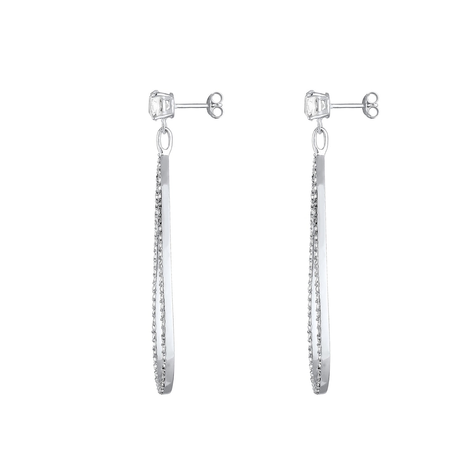 Silber - Elli PREMIUM | Ohrhänger| Kristall ( Weiß ) | 925er Sterling Silber