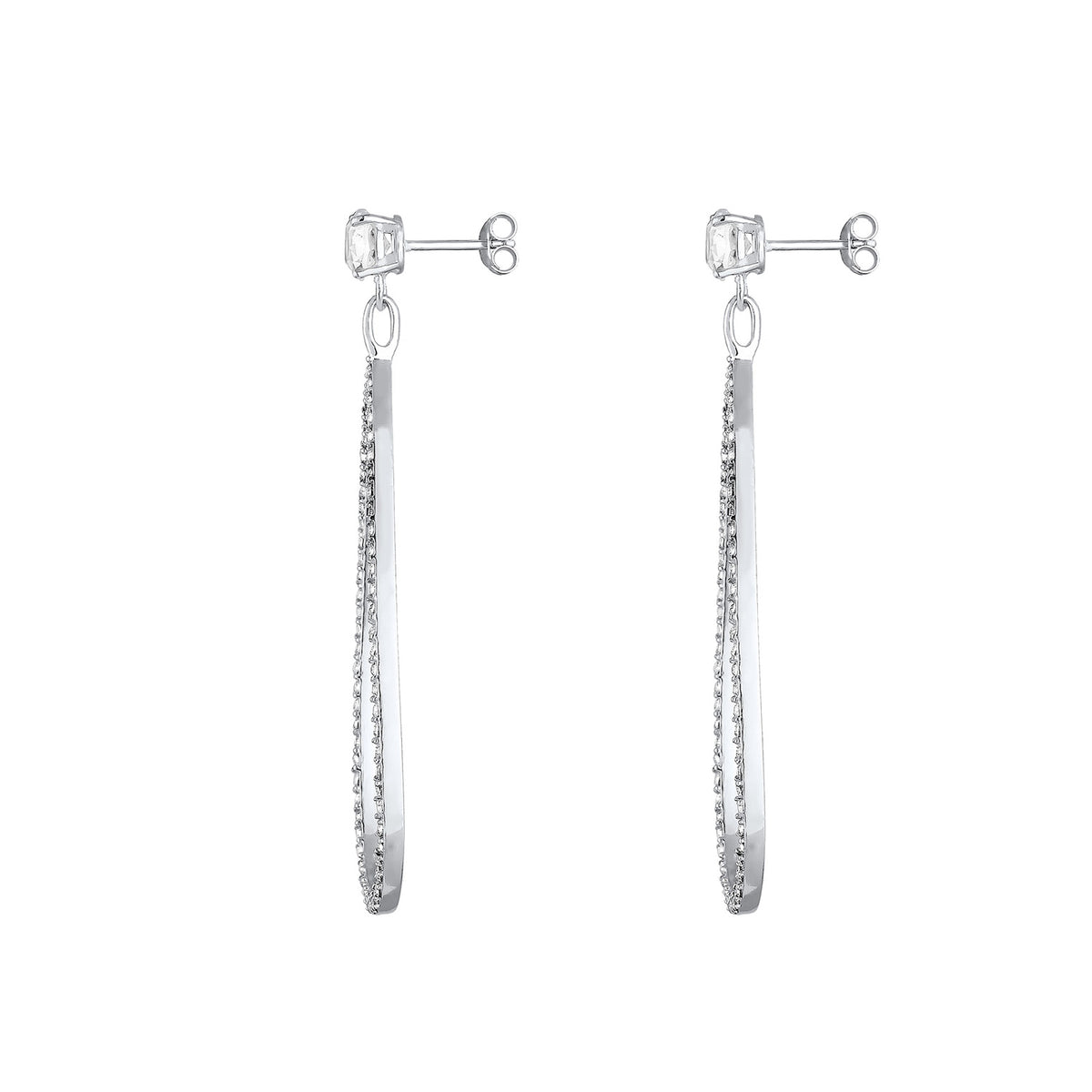 Silber - Elli PREMIUM | Ohrhänger| Kristall ( Weiß ) | 925er Sterling Silber