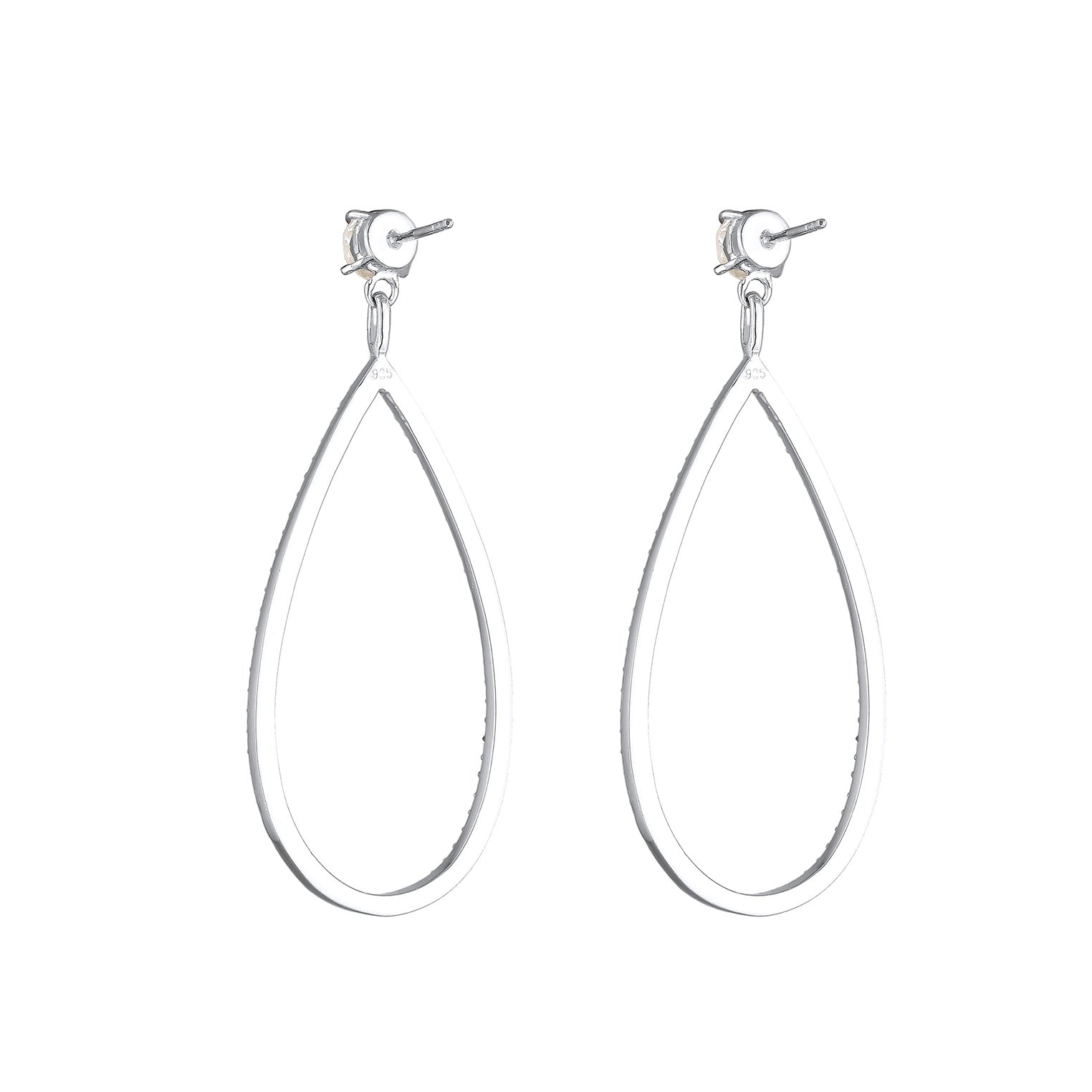 Silber - Elli PREMIUM | Ohrhänger| Kristall ( Weiß ) | 925er Sterling Silber
