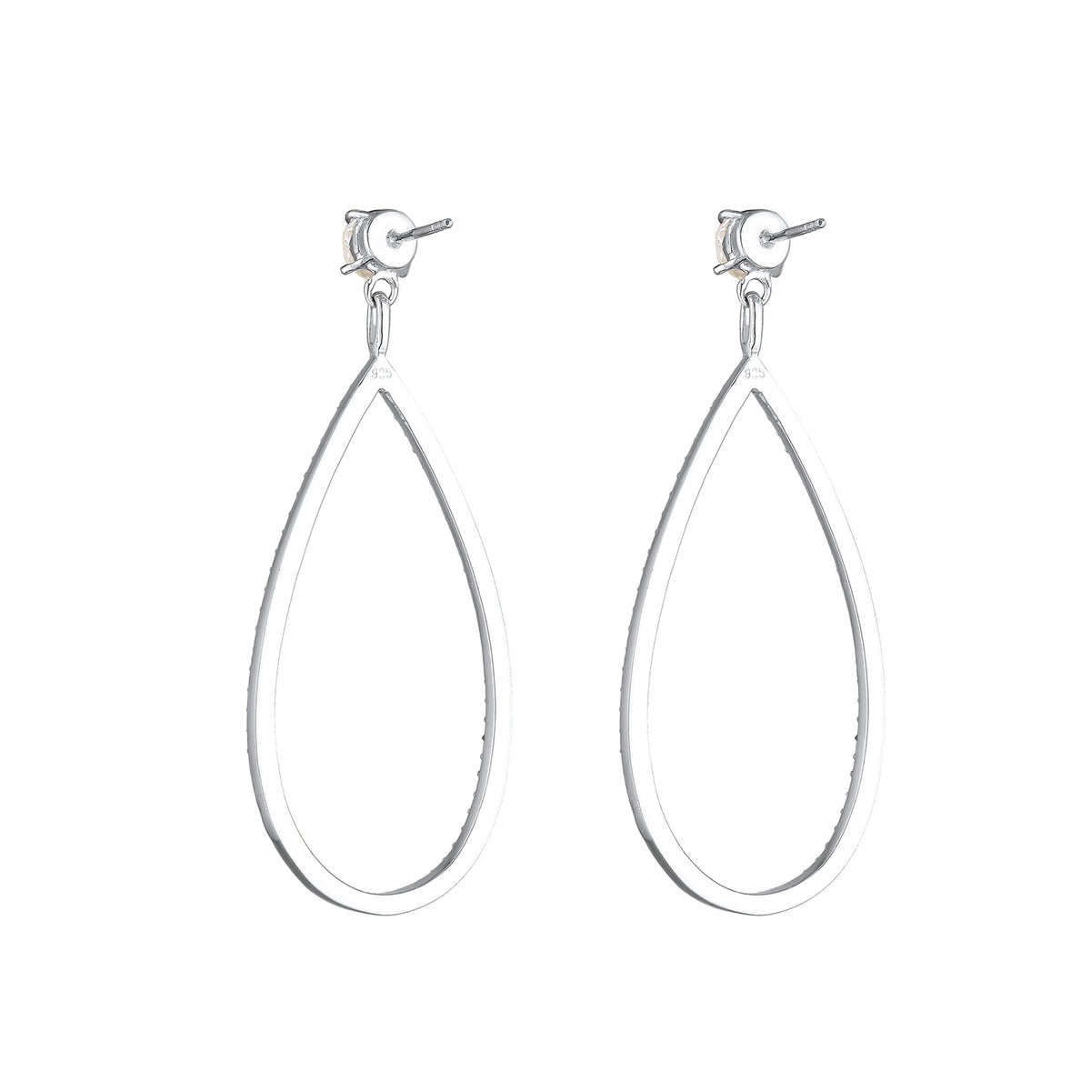 Silber - Elli PREMIUM | Ohrhänger| Kristall ( Weiß ) | 925er Sterling Silber