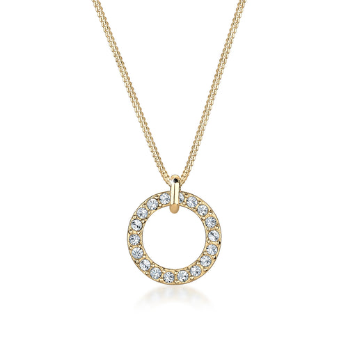 Gold - Elli | Halskette Kreis | Mit Kristallen von Swarovski® (Weiß) | 925 Sterling Silber vergoldet