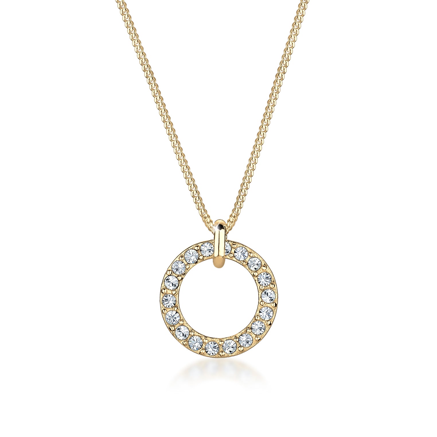 Gold - Elli | Halskette Kreis | Mit Kristallen von Swarovski® (Weiß) | 925 Sterling Silber vergoldet