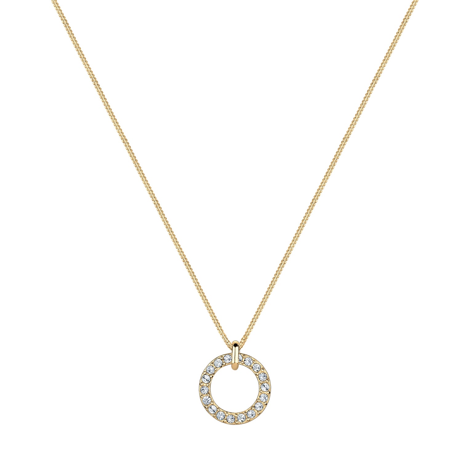 Gold - Elli | Halskette Kreis | Mit Kristallen von Swarovski® (Weiß) | 925 Sterling Silber vergoldet