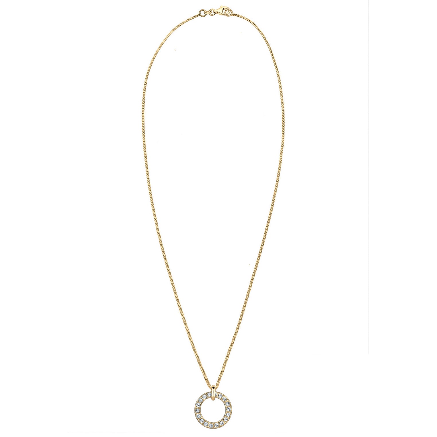 Gold - Elli | Halskette Kreis | Mit Kristallen von Swarovski® (Weiß) | 925 Sterling Silber vergoldet
