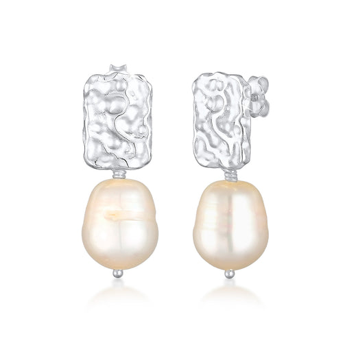 Silber - Elli PREMIUM | Ohrhänger | Süßwasserperle | 925er Sterling Silber