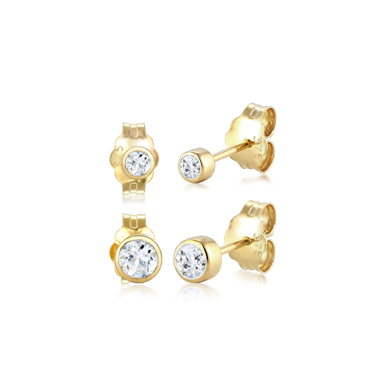 Gold - Elli PREMIUM | Ohrstecker | Topas ( Weiß ) | 375 Gelbgold
