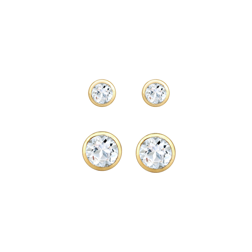 Gold - Elli PREMIUM | Ohrstecker | Topas ( Weiß ) | 375 Gelbgold