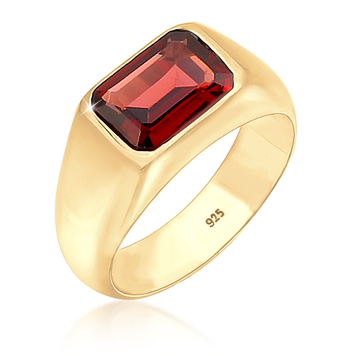 Rot - Elli PREMIUM | Siegelring mit Steinen | 925 Sterling Silber vergoldet