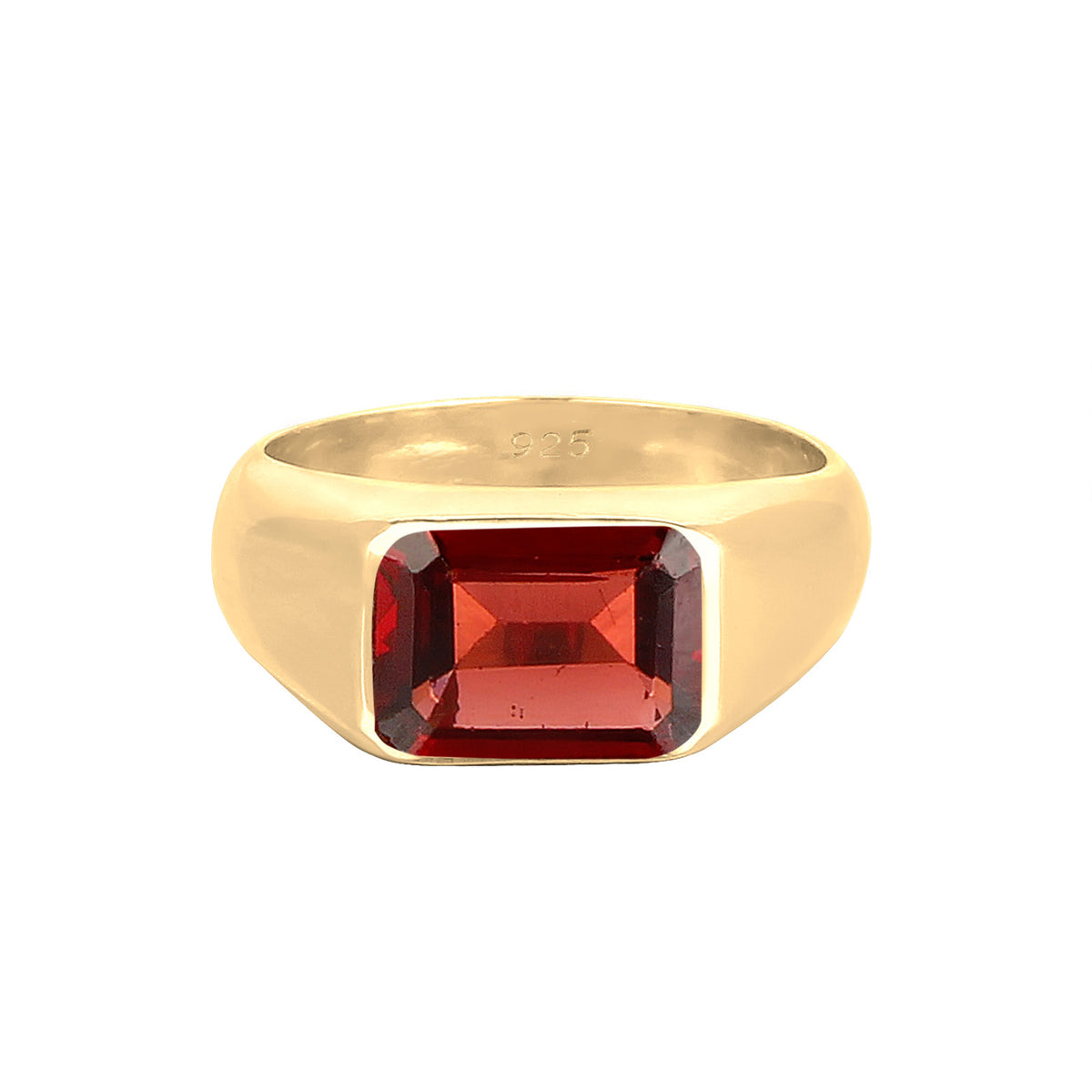 Rot - Elli PREMIUM | Siegelring mit Steinen | 925 Sterling Silber vergoldet