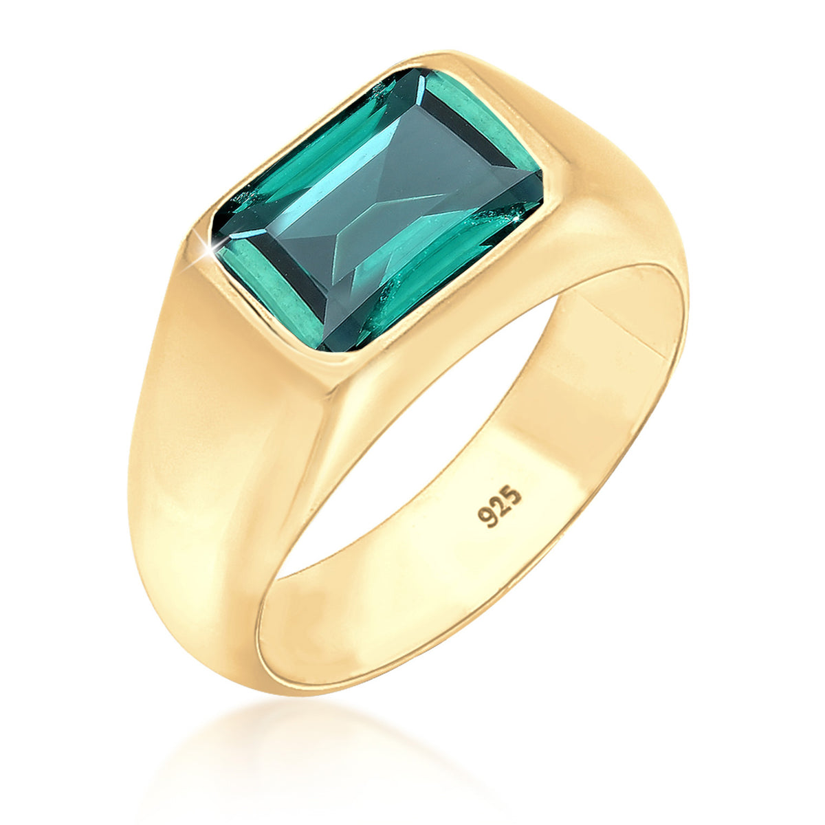 Grün - Elli PREMIUM | Siegelring mit Steinen | 925 Sterling Silber vergoldet