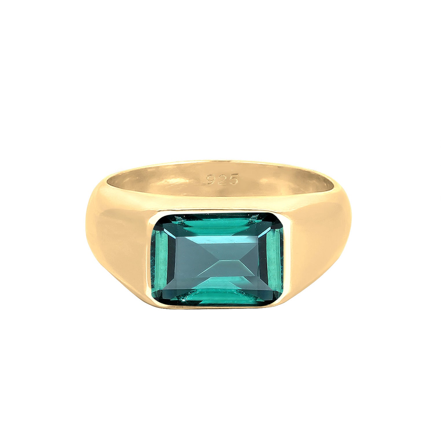 Grün - Elli PREMIUM | Siegelring mit Steinen | 925 Sterling Silber vergoldet