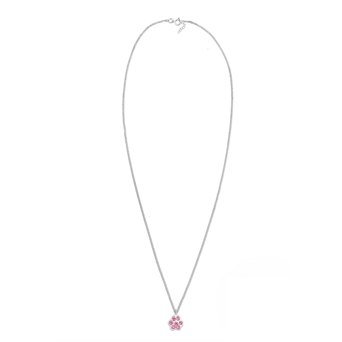 Silber - Elli | Halskette Pfote | Mit Kristallen von Swarovski® (Rosa) | 925er Sterling Silber