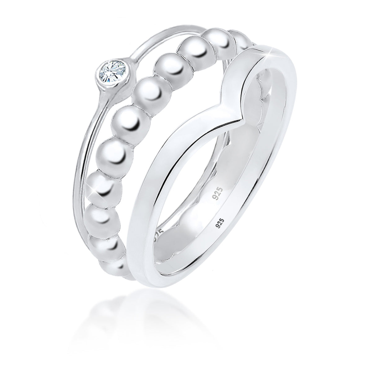 Silber - Elli | Solitär-Ring | Mit Kristallen von Swarovski® (Weiß) | 925er Sterling Silber