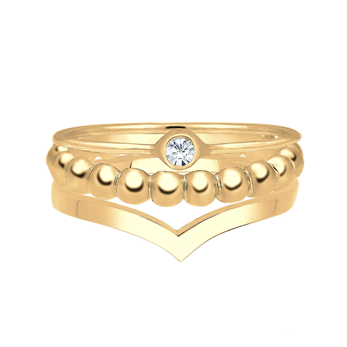 Gold - Elli | Solitär-Ring | Mit Kristallen von Swarovski® (Weiß) | 925 Sterling Silber vergoldet