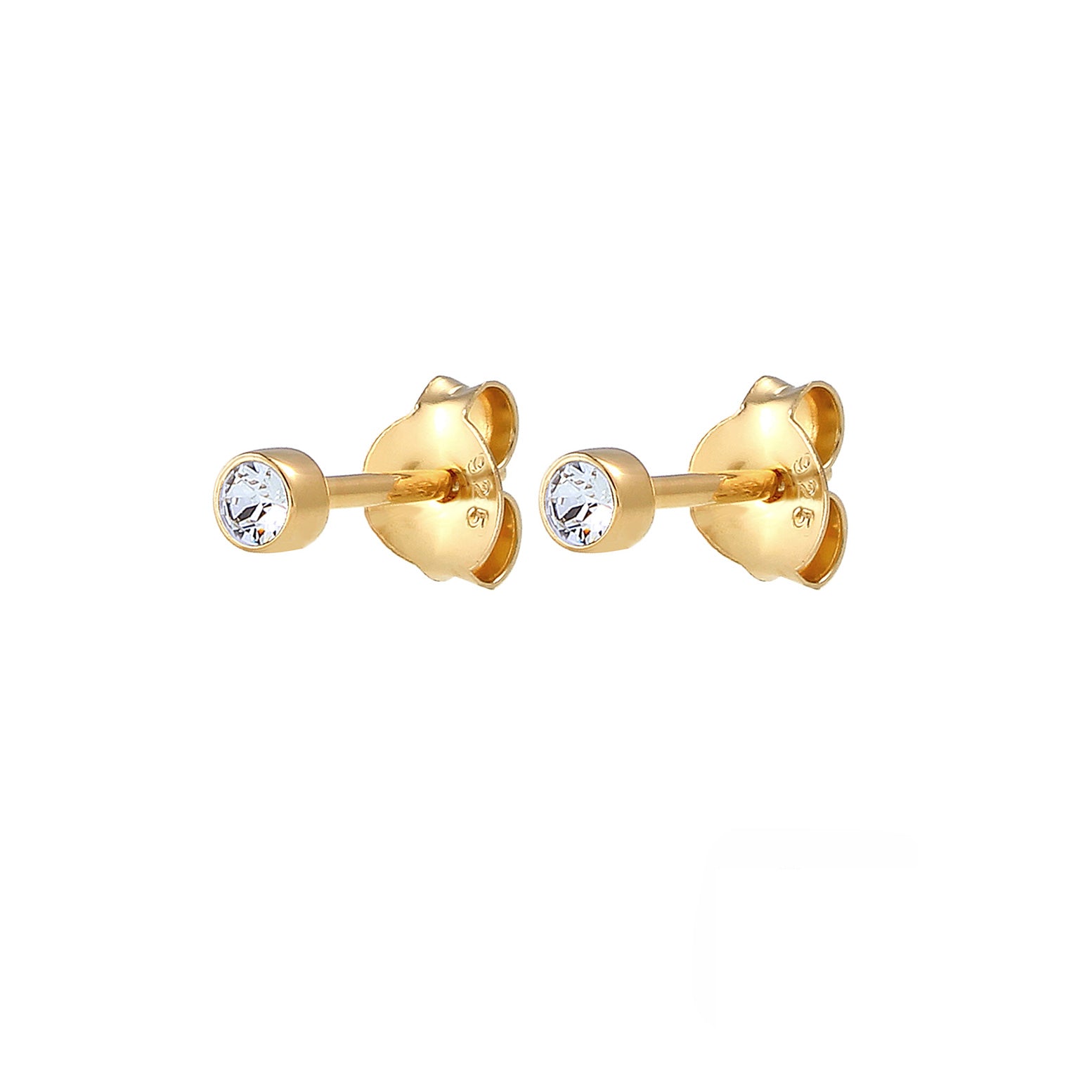 Gold - Elli | Ohrstecker | Mit Kristallen von Swarovski® (Weiß) | 925 Sterling Silber vergoldet
