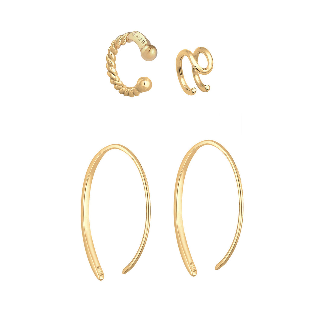 Gold - Elli | Ohrringset | 925 Sterling Silber vergoldet