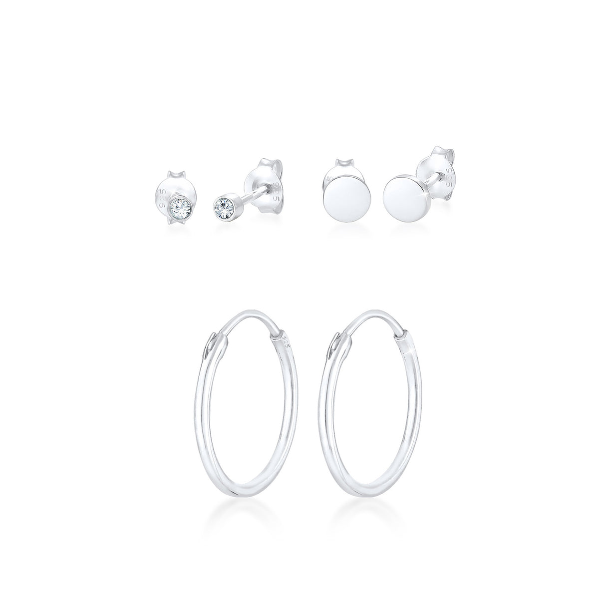 Silber - Elli | Ohrringset | Mit Kristallen von Swarovski® (Weiß) | 925er Sterling Silber