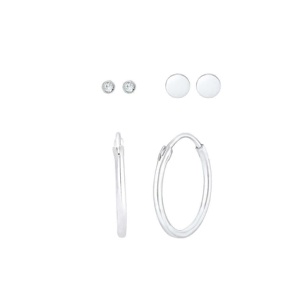 Silber - Elli | Ohrringset | Mit Kristallen von Swarovski® (Weiß) | 925er Sterling Silber