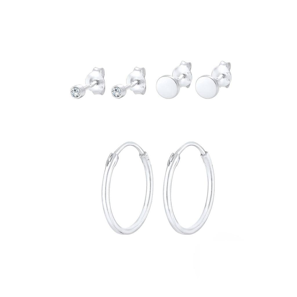 Silber - Elli | Ohrringset | Mit Kristallen von Swarovski® (Weiß) | 925er Sterling Silber