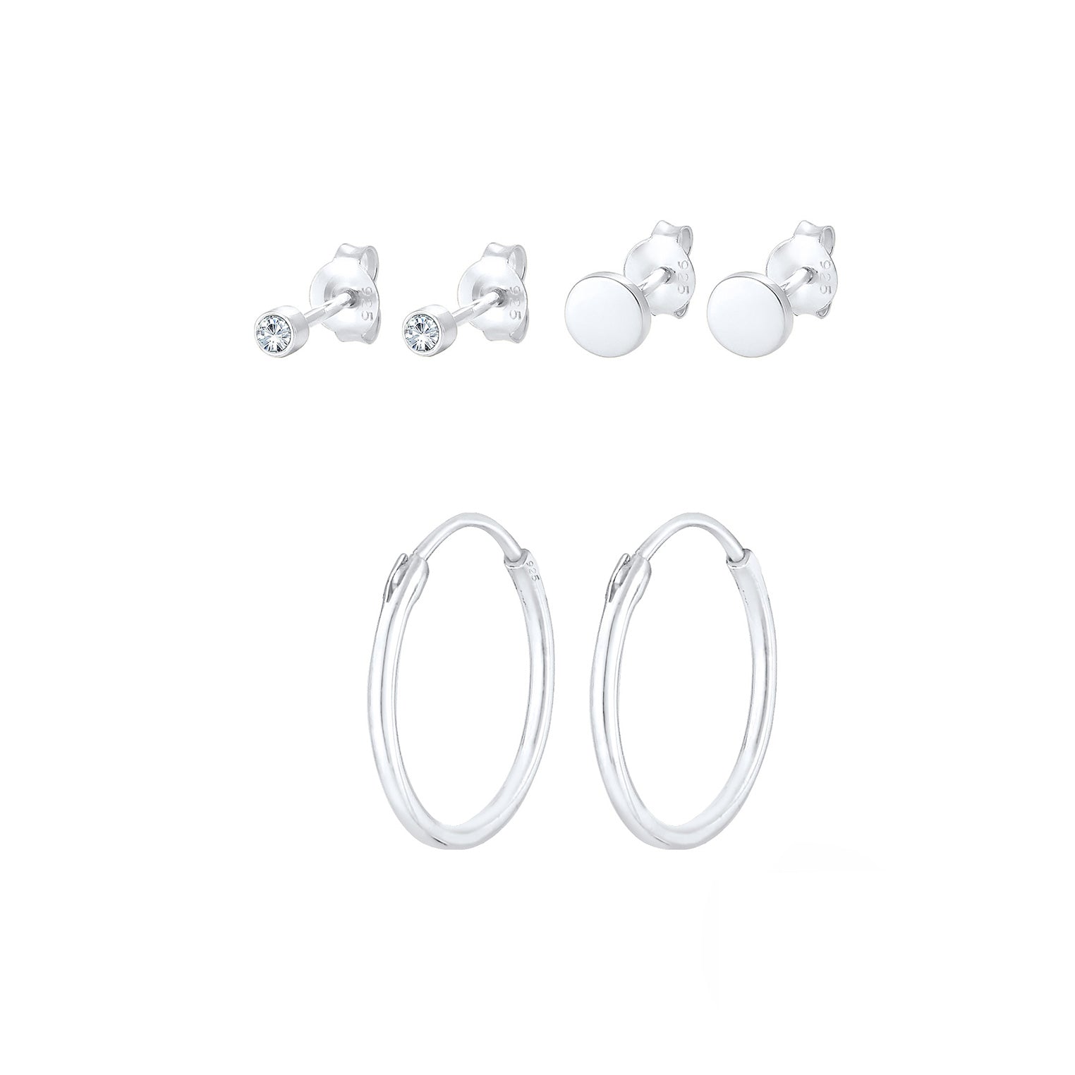 Silber - Elli | Ohrringset | Mit Kristallen von Swarovski® (Weiß) | 925er Sterling Silber