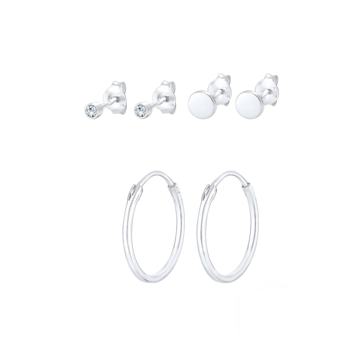 Silber - Elli | Ohrringset | Mit Kristallen von Swarovski® (Weiß) | 925er Sterling Silber