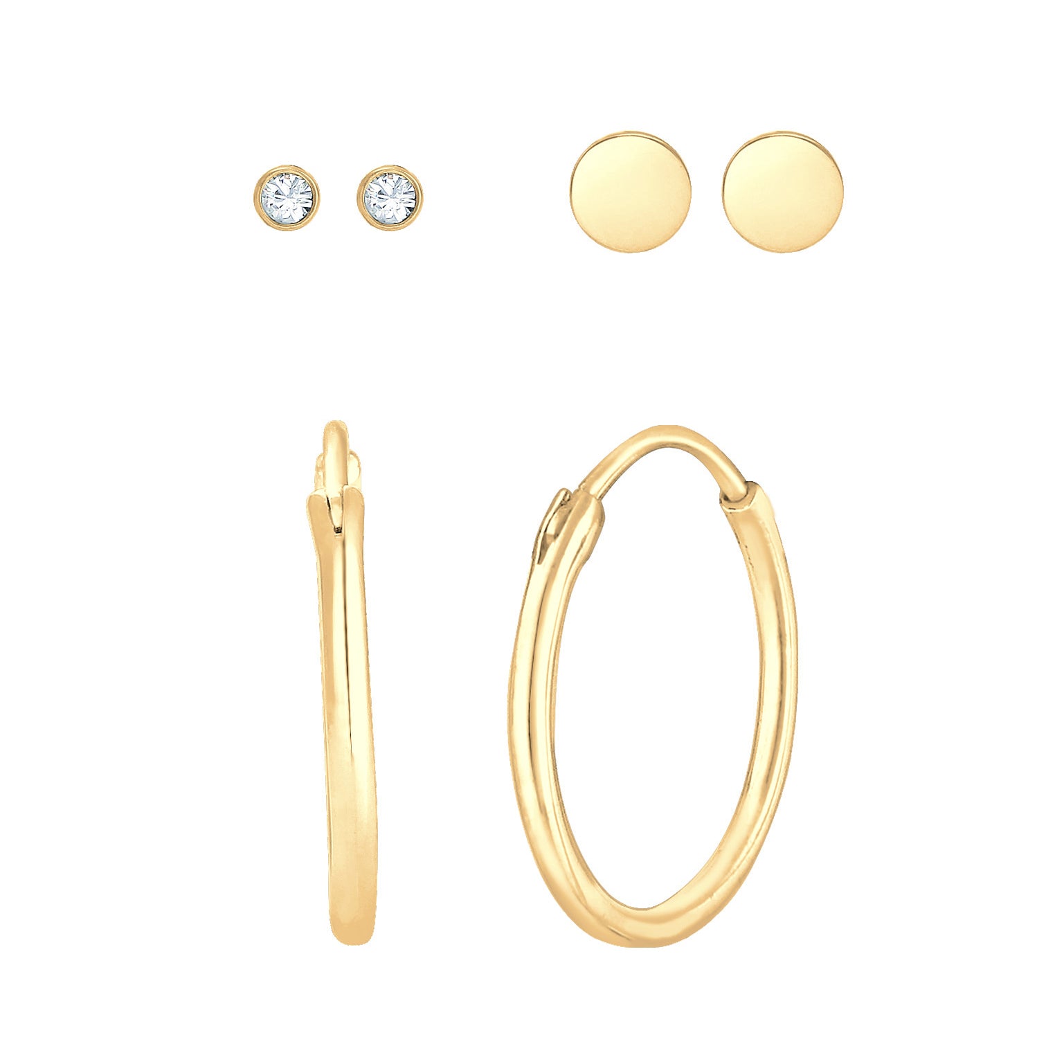 Gold - Elli | Ohrringset | Mit Kristallen von Swarovski® (Weiß) | 925 Sterling Silber vergoldet