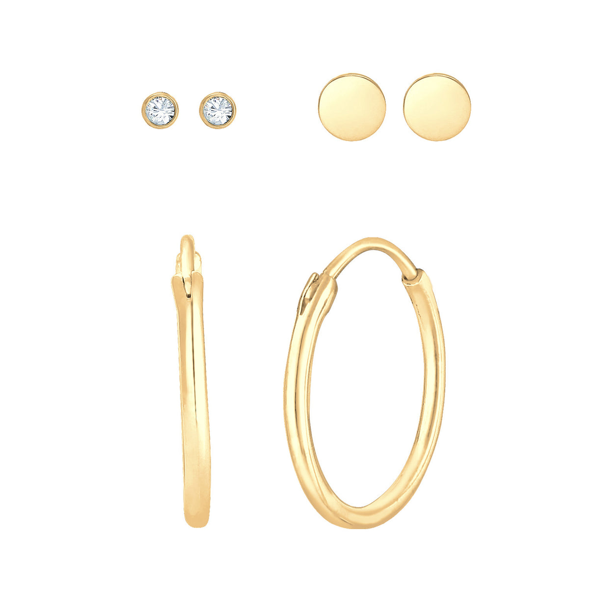 Gold - Elli | Ohrringset | Mit Kristallen von Swarovski® (Weiß) | 925 Sterling Silber vergoldet