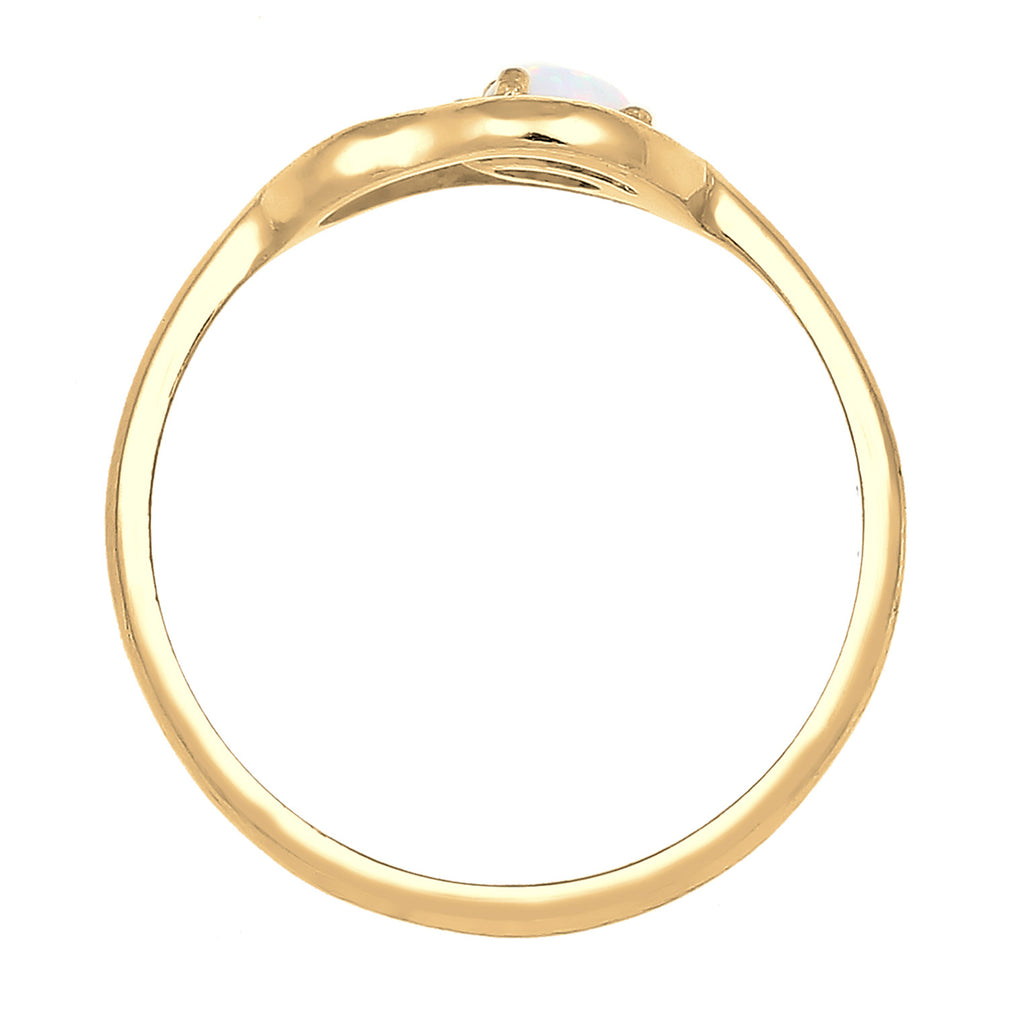 Gold - Elli | Ring | Opal ( Weiß ) | 925 Sterling Silber vergoldet
