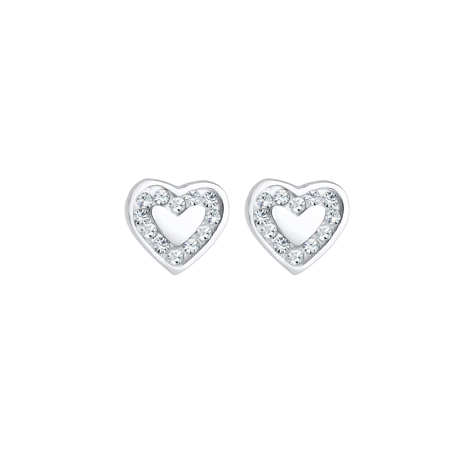Silber - Elli | Ohrring Herz | Kristall ( Weiß ) | 925er Sterling Silber