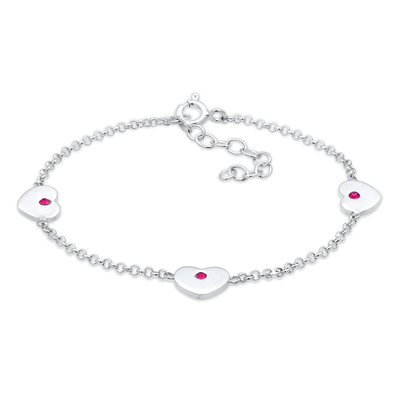 Silber - Elli | Armband Herz | Kristall ( Pink ) | 925er Sterling Silber